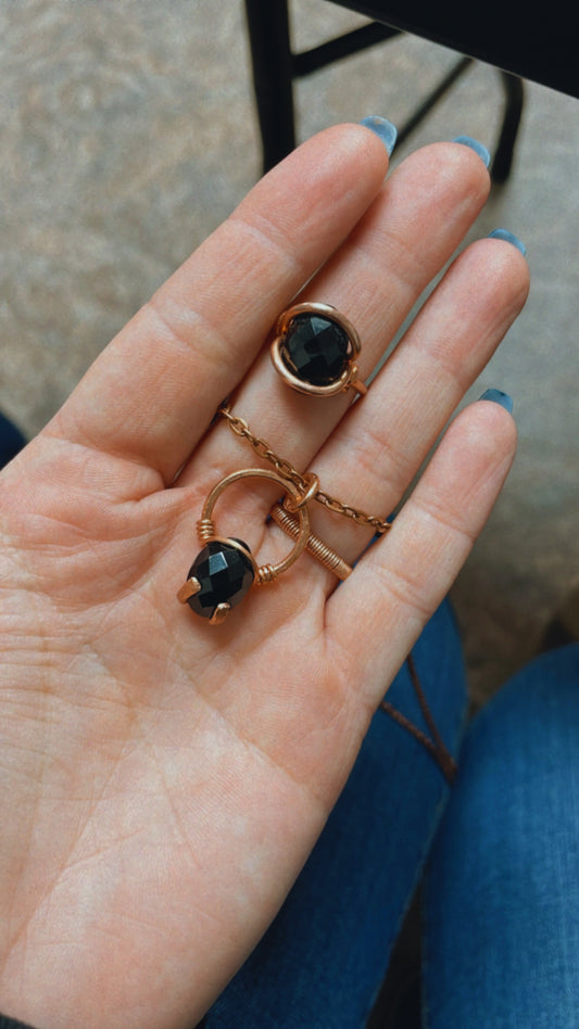 Black Onyx Pendant and Ring set