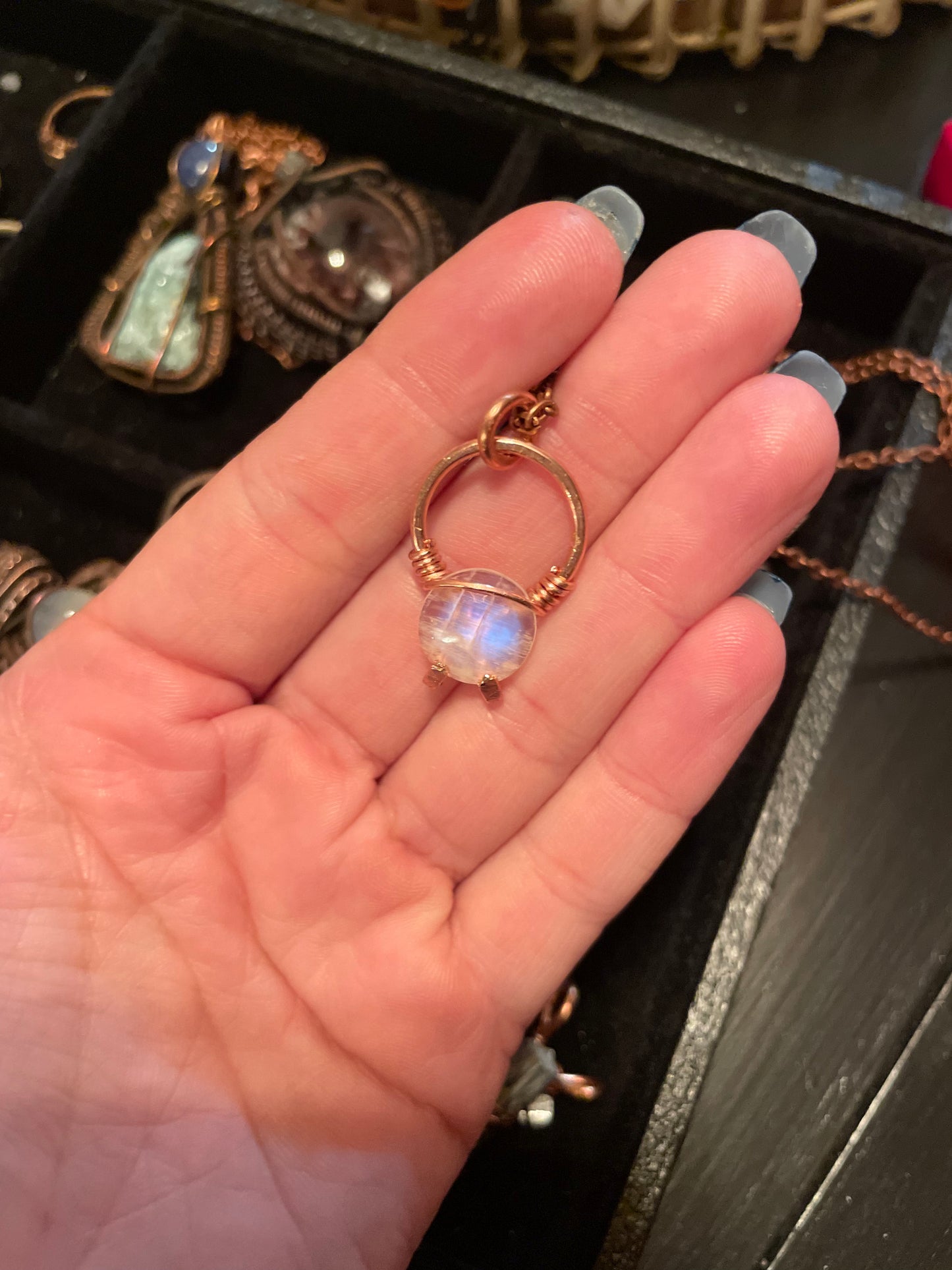 Moonstone wire wrapped necklace